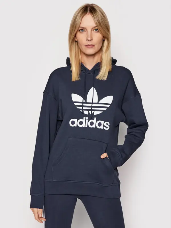 Adidas adidas Majica dugih rukava adicolor Trefoil HE6951 Tamnoplava Regular Fit