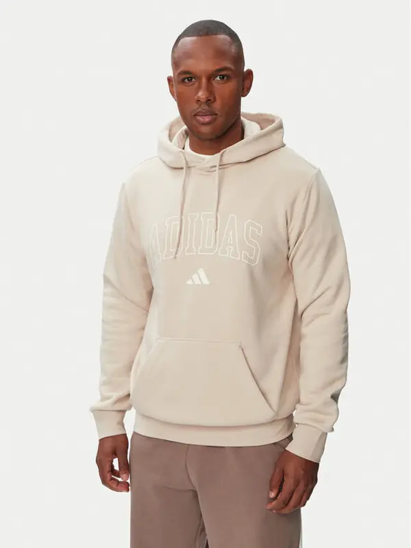 Adidas adidas Majica dugih rukava Collegiate Script Graphic Hoodie KC7185 Bež Regular Fit