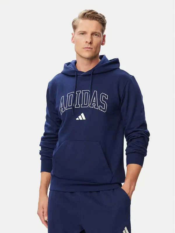 Adidas adidas Majica dugih rukava Collegiate Script Graphic Hoodie KC7186 Plava Regular Fit
