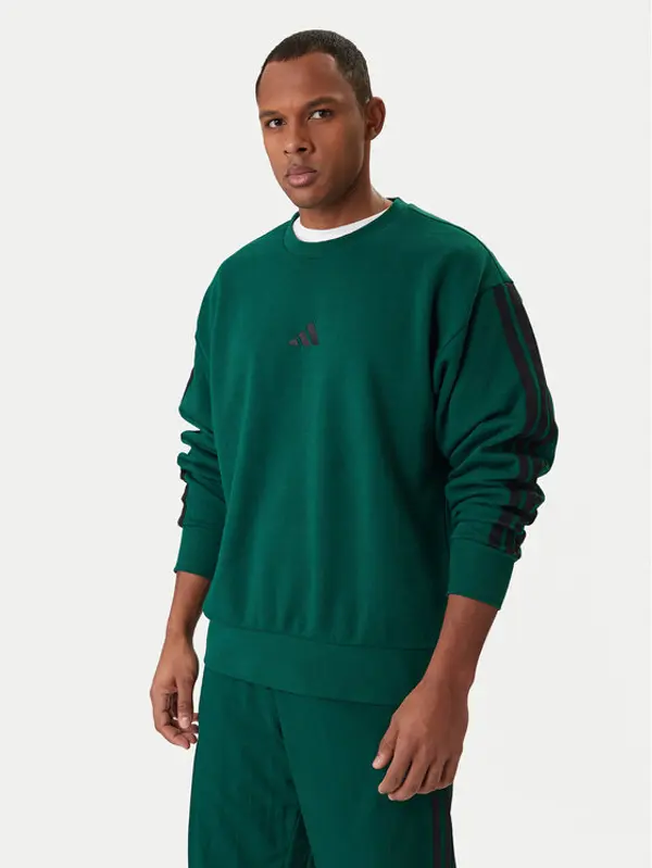 Adidas adidas Majica dugih rukava Essentials 3-Stripes JE6306 Zelena Regular Fit