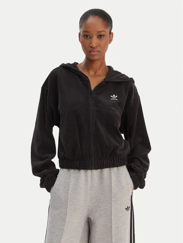 Adidas adidas Majica dugih rukava Essentials Chenile KE1117 Crna Loose Fit