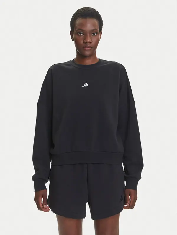 Adidas adidas Majica dugih rukava Essentials Small Logo Feelcozy JC5932 Crna Loose Fit