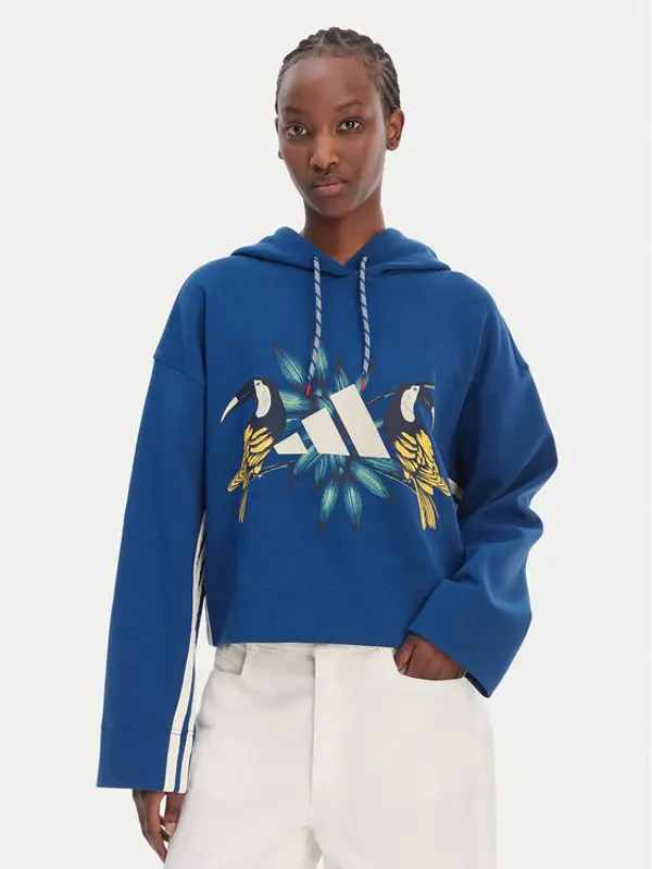 Adidas adidas Majica dugih rukava Farm Rio KS2104 Tamnoplava Loose Fit