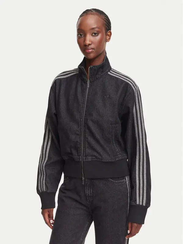 Adidas adidas Majica dugih rukava Firebird Denim Tracktop IB6917 Crna Regular Fit