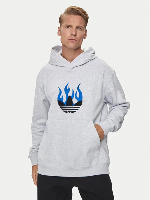 Adidas adidas Majica dugih rukava Flames Logo IS2947 Siva Regular Fit