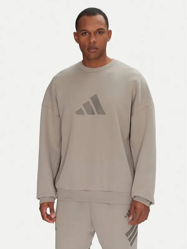 Adidas adidas Majica dugih rukava Future Icons 3 Bar Logo JI8771 Bež Loose Fit