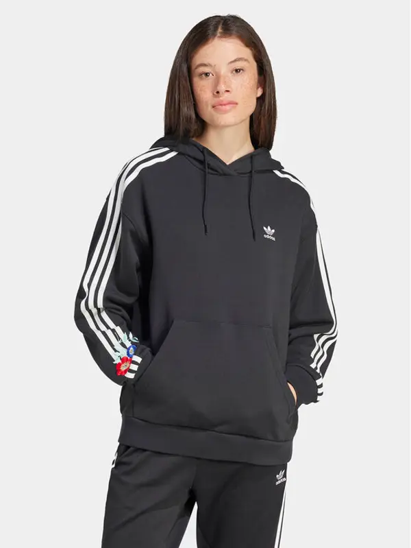 Adidas adidas Majica dugih rukava Graphics Floral IU2515 Crna Loose Fit