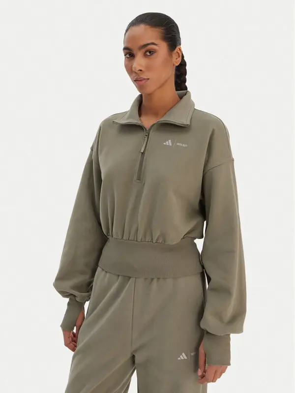 Adidas adidas Majica dugih rukava JM1101 Zelena Loose Fit