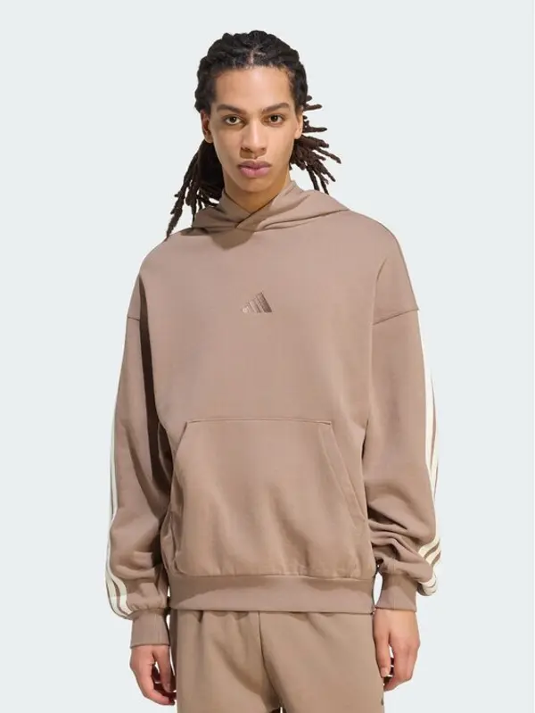 Adidas adidas Majica dugih rukava Kit 3-Stripes Hoodie KW2406 Bež Regular Fit