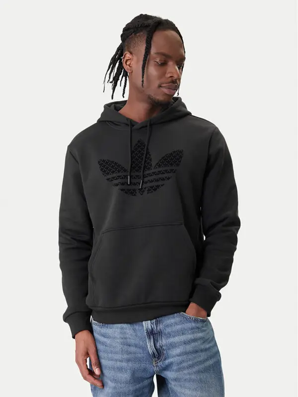 Adidas adidas Majica dugih rukava Monogram Infill KD1358 Crna Regular Fit