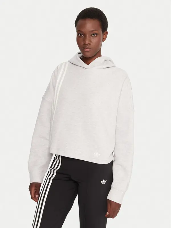 Adidas adidas Majica dugih rukava Off Placed 3-Stripes JW3596 Siva Regular Fit