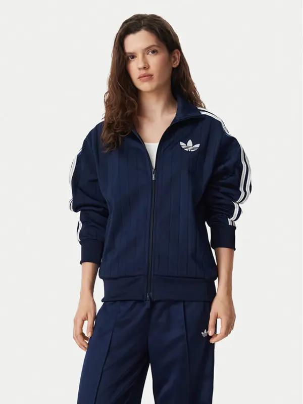 Adidas adidas Majica dugih rukava Pinstripe Firebrid Loose Tracktop KS9983 Tamnoplava Regular Fit