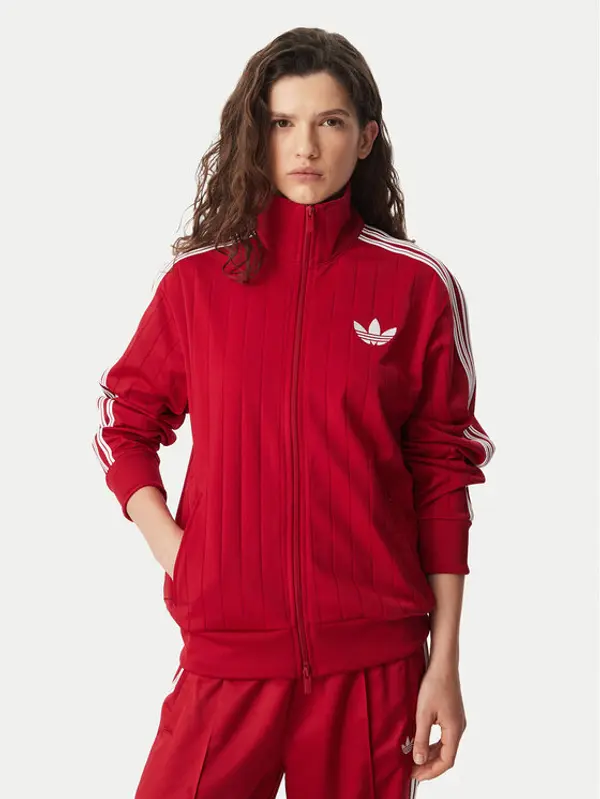 Adidas adidas Majica dugih rukava Pinstripe Firebrid Loose Tracktop KS9984 Crvena Regular Fit