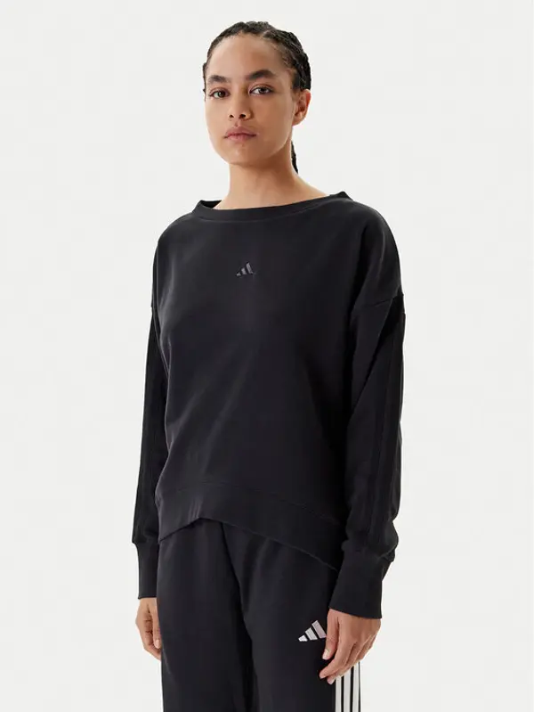 Adidas adidas Majica dugih rukava Seasonal Essentials 3-Stripes JM1900 Crna Regular Fit