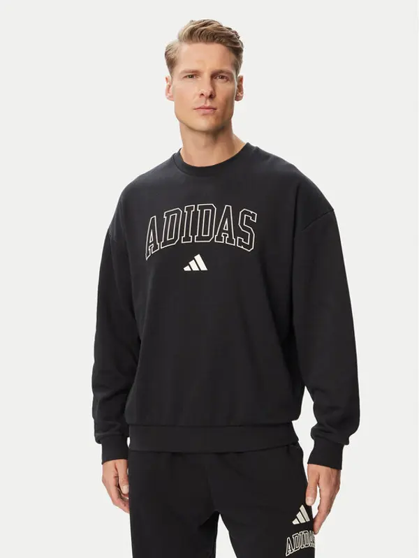 Adidas adidas Majica dugih rukava Seasonal Essentials Collegiate French Terry Crew KF4252 Crna Regular Fit