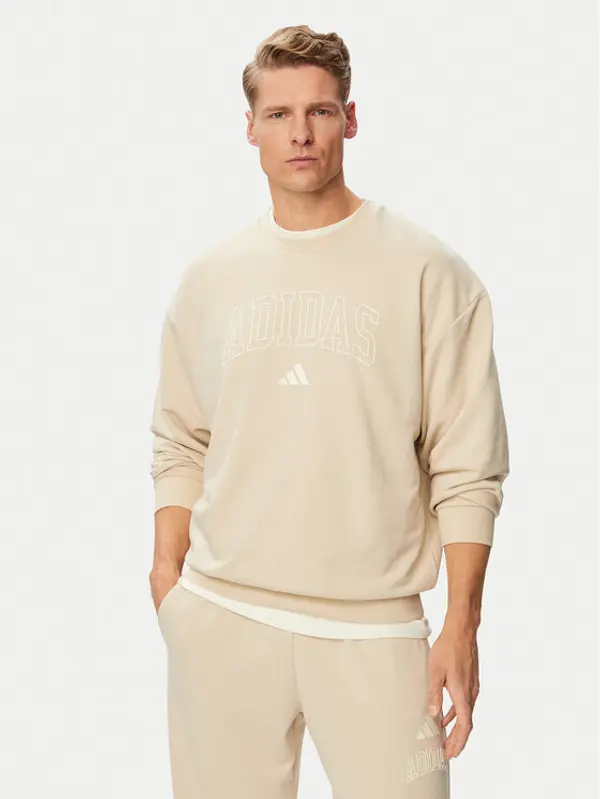 Adidas adidas Majica dugih rukava Seasonal Essentials Collegiate French Terry Crew KF4253 Bež Regular Fit