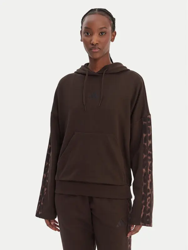 Adidas adidas Majica dugih rukava Seasonal Essentials Leopard Print KA4683 Smeđa Loose Fit