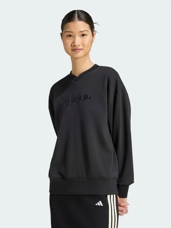 Adidas adidas Majica dugih rukava Seasonal Essentials Stain V-Neck Sweatshirt KS2800 Crna Regular Fit