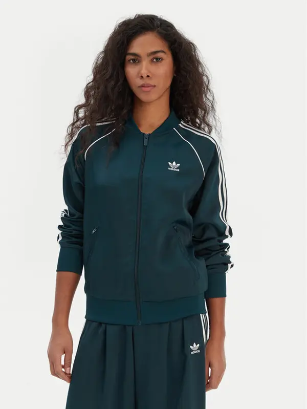 Adidas adidas Majica dugih rukava SST adicolor Satin JZ6732 Zelena Regular Fit