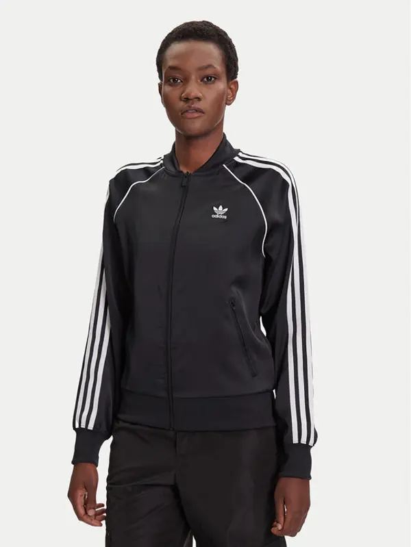 Adidas adidas Majica dugih rukava SST adicolor Satin JZ6733 Crna Regular Fit