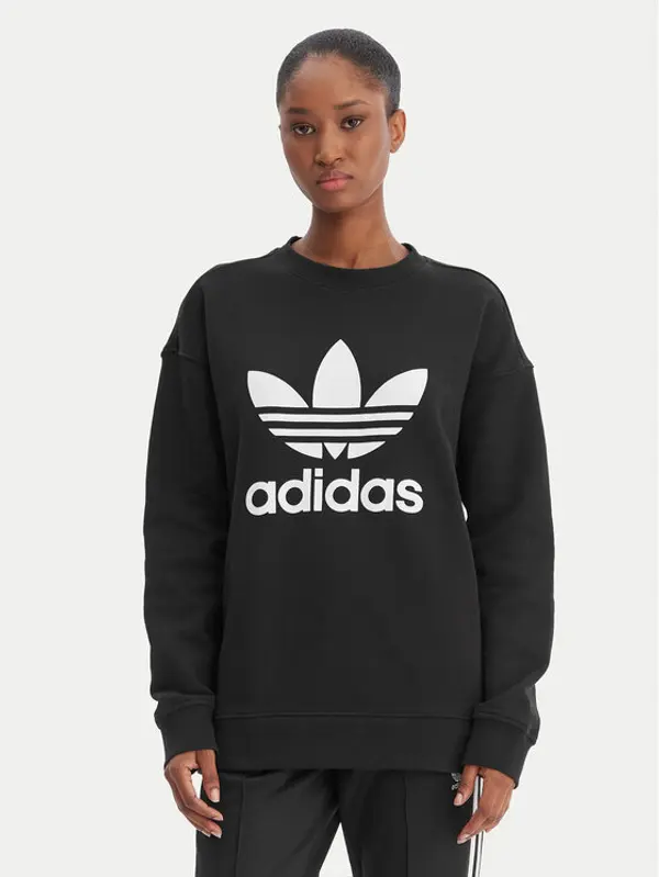 Adidas adidas Majica dugih rukava Trefoil Crew FM3272 Crna Regular Fit