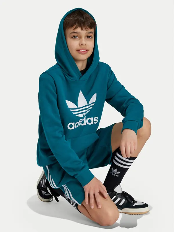 Adidas adidas Majica dugih rukava Trefoil IY7440 Tirkizna Regular Fit