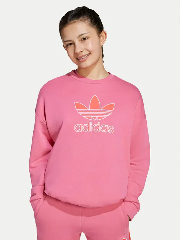 Adidas adidas Majica dugih rukava Trefoil JV8571 Ružičasta Loose Fit