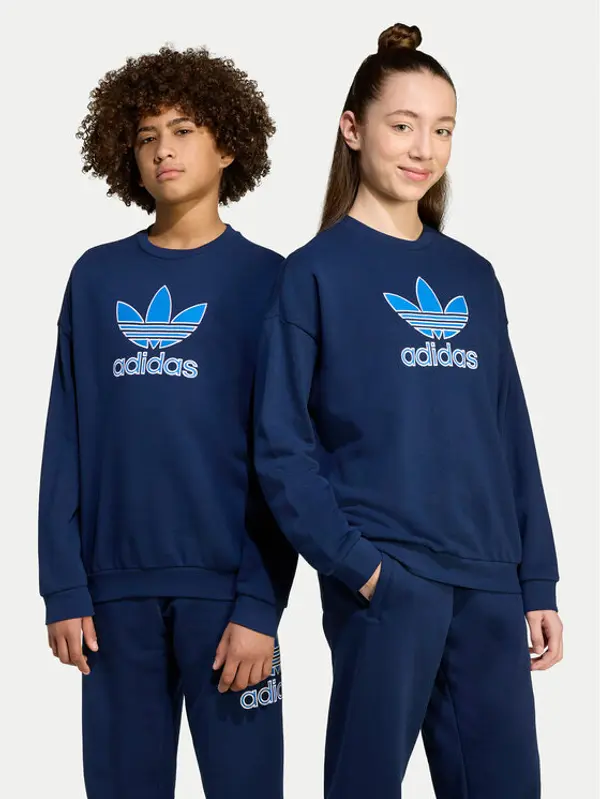 Adidas adidas Majica dugih rukava Trefoil JV8572 Tamnoplava Loose Fit
