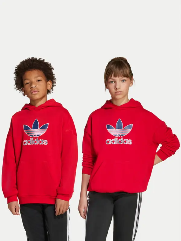 Adidas adidas Majica dugih rukava Trefoil JV8652 Crvena Loose Fit