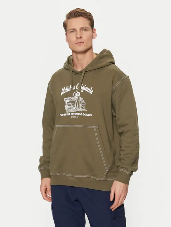 Adidas adidas Majica dugih rukava Wabash JP4482 Zelena Loose Fit