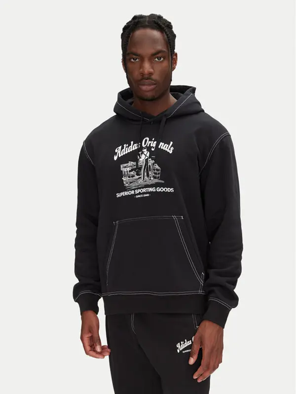 Adidas adidas Majica dugih rukava Wabash JP4483 Crna Loose Fit