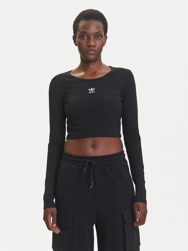 Adidas adidas Majica Essentials Ribbed IW5725 Crna Slim Fit