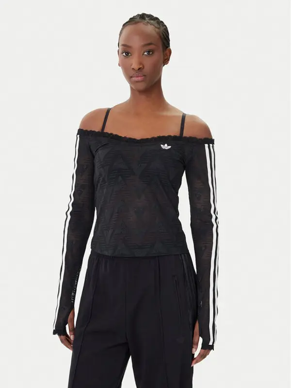 Adidas adidas Majica Lace Bardot KD0350 Crna Slim Fit