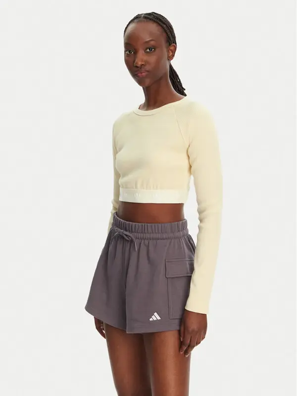 Adidas adidas Majica Ribbed JD0013 Bež Slim Fit