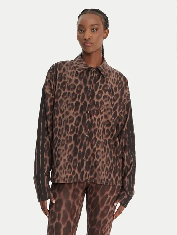 Adidas adidas Prijelazna jakna Seasonal Essentials Leopard Print JZ0297 Smeđa Loose Fit