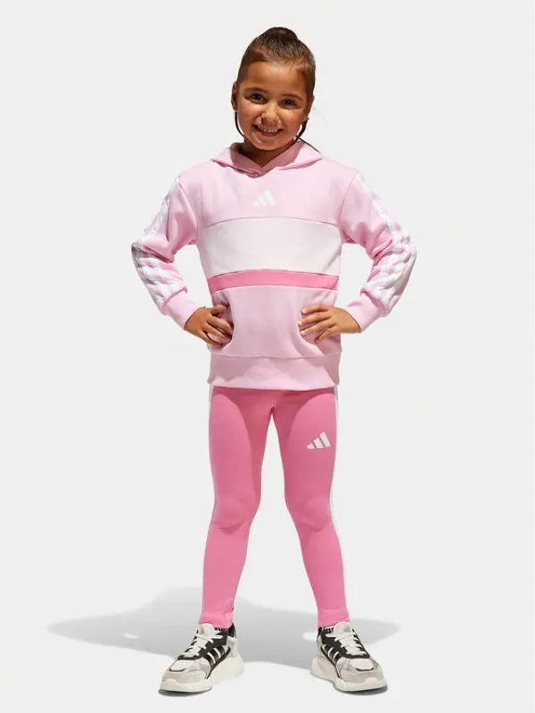 Adidas adidas Set majica dugih rukava i leggins Seasonal Essentials Tiberio 3-Stripes JC7475 Ružičasta Slim Fit