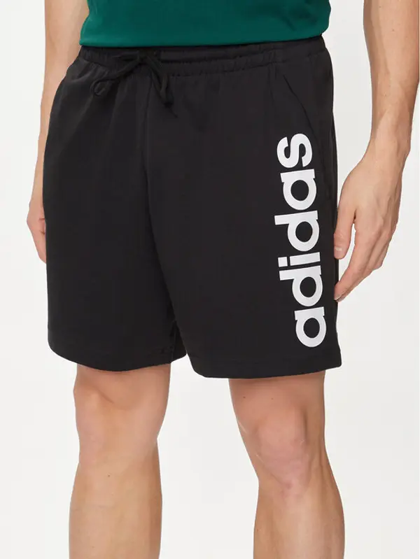 Adidas adidas Sportske kratke hlače AEROREADY Essentials Single Jersey Linear Logo Shorts IC0062 Crna Regular Fit