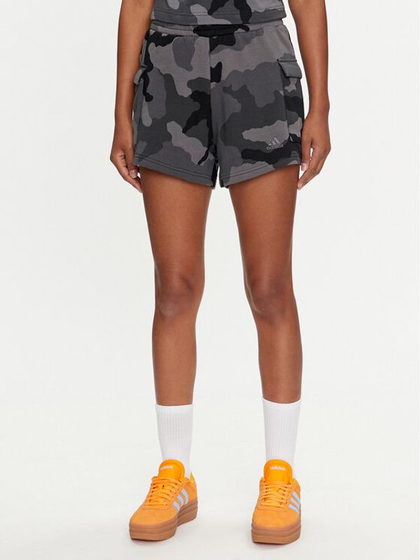 adidas adidas Sportske kratke hlače Essentials 3-Stripes Camo-Print IX3707 Siva Loose Fit