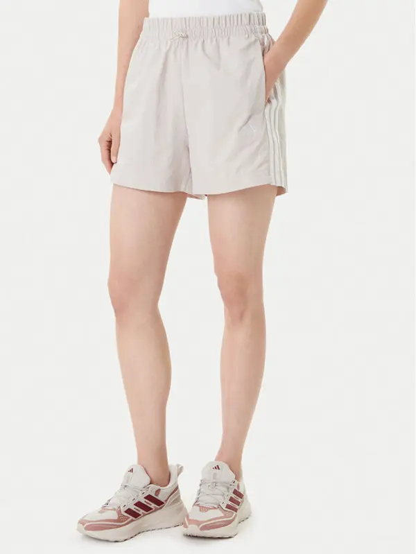 Adidas adidas Sportske kratke hlače Essentials 3-Stripes JC8165 Bež Loose Fit