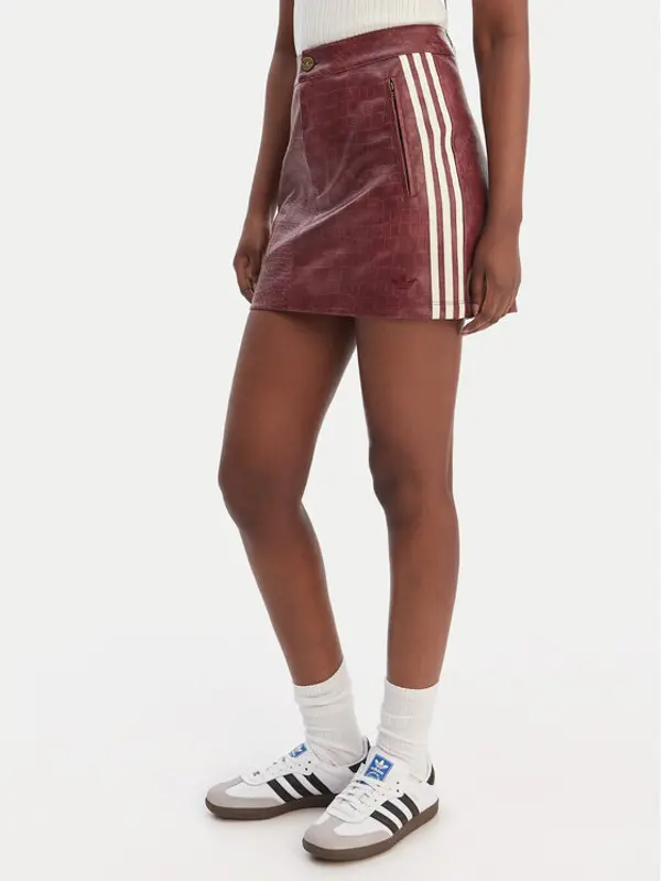 Adidas adidas Suknja od imitacije kože Pleather KD8785 Tamnocrvena Regular Fit