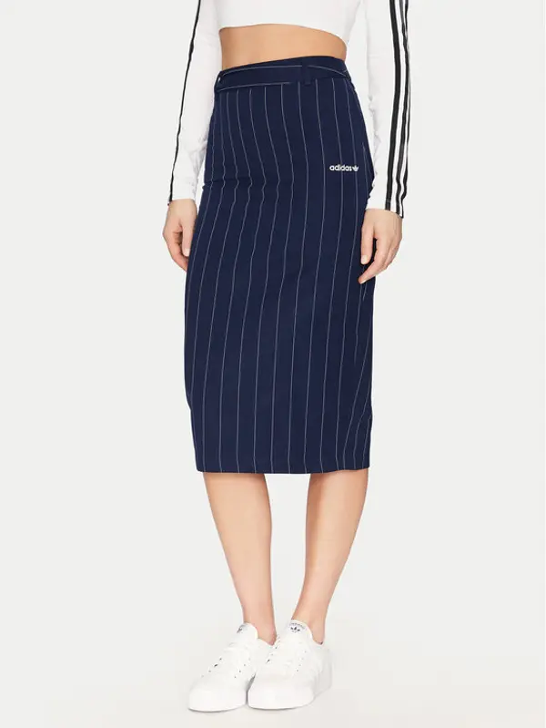 Adidas adidas Suknja olovka Pinstripe JD2576 Tamnoplava Slim Fit
