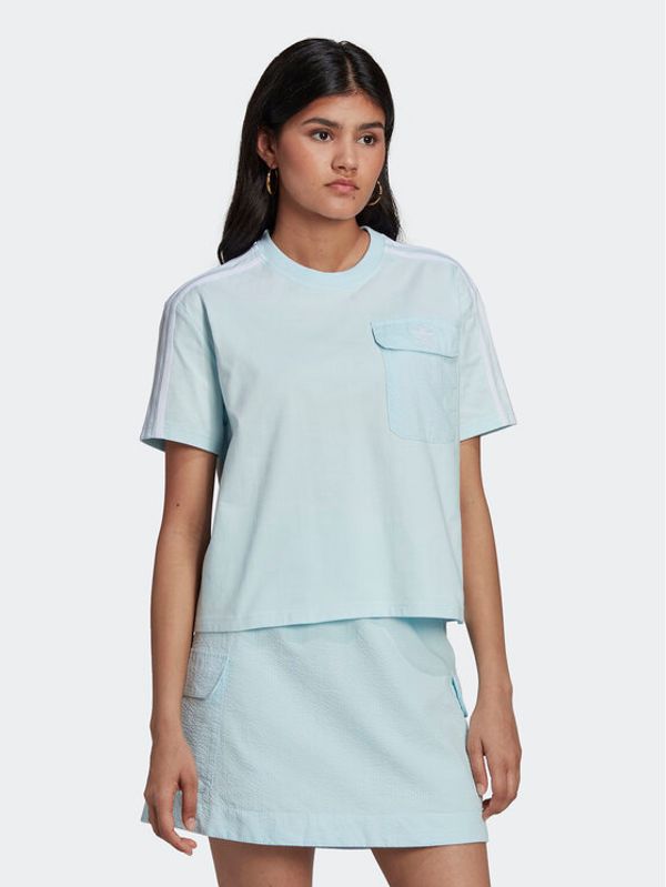 adidas adidas T-shirt Adicolor Classics Poplin Back Loose Tee HL9302 Svijetloplava Loose Fit