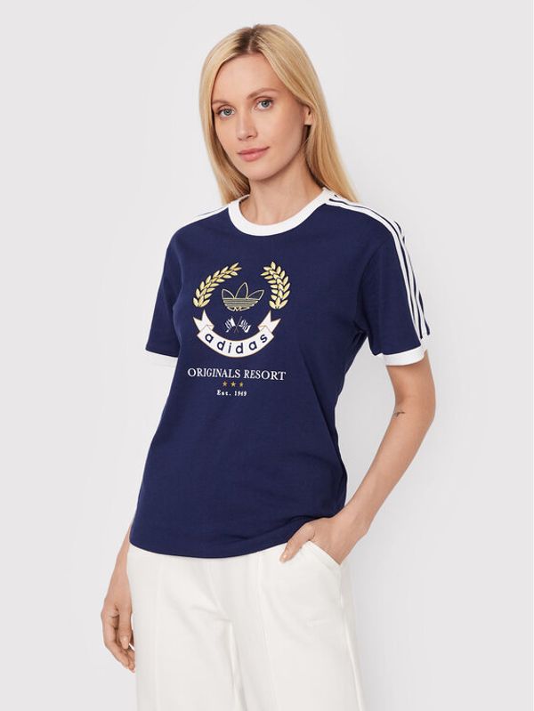adidas adidas T-shirt Crest Graphic HL6555 Tamnoplava Regular Fit
