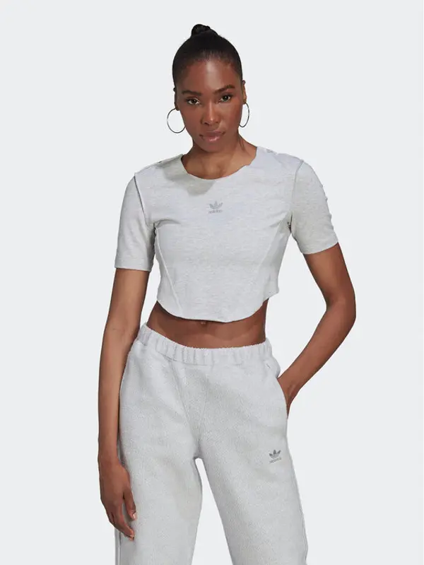 Adidas adidas T-shirt Crop Loungewear HL9130 Siva Regular Fit