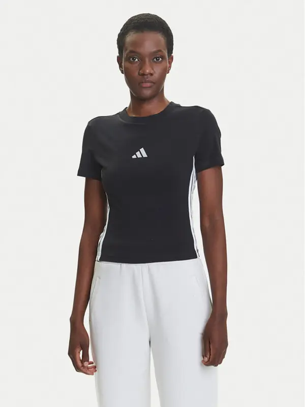 Adidas adidas T-shirt Essentials 3-Stripes JC8325 Crna Slim Fit