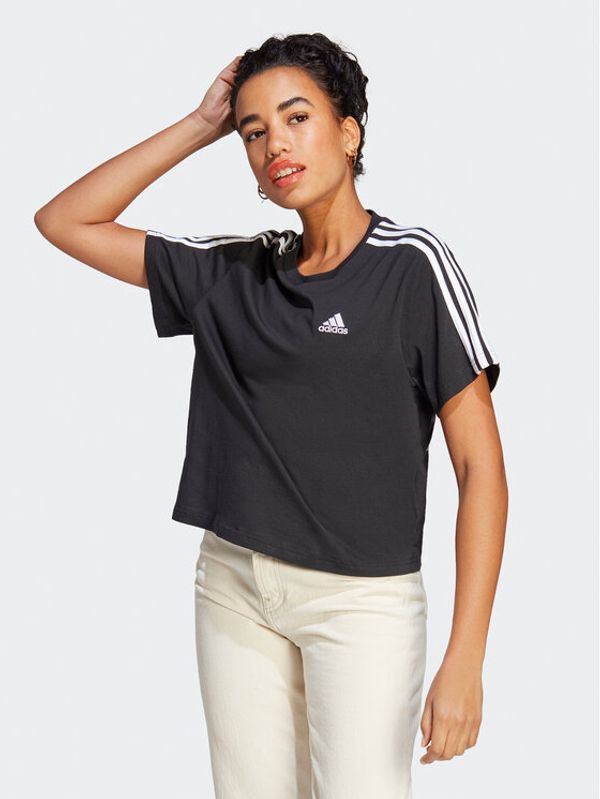 adidas adidas T-shirt Essentials 3-Stripes Single Jersey Crop Top HR4913 Crna Loose Fit