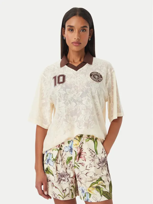 Adidas adidas T-shirt Farm Rio KR0239 Svijetlo bež Loose Fit