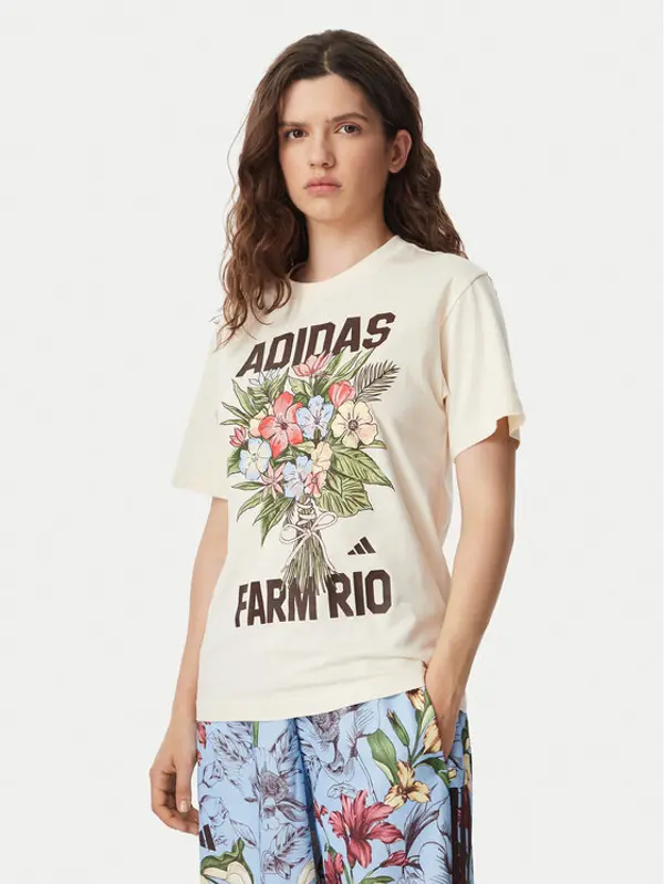 Adidas adidas T-shirt Fram Rio Graphic KR0280 Krem Regular Fit