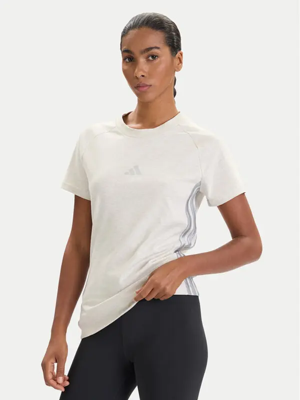 Adidas adidas T-shirt Holiday 3-Stripes JM1880 Bež Slim Fit