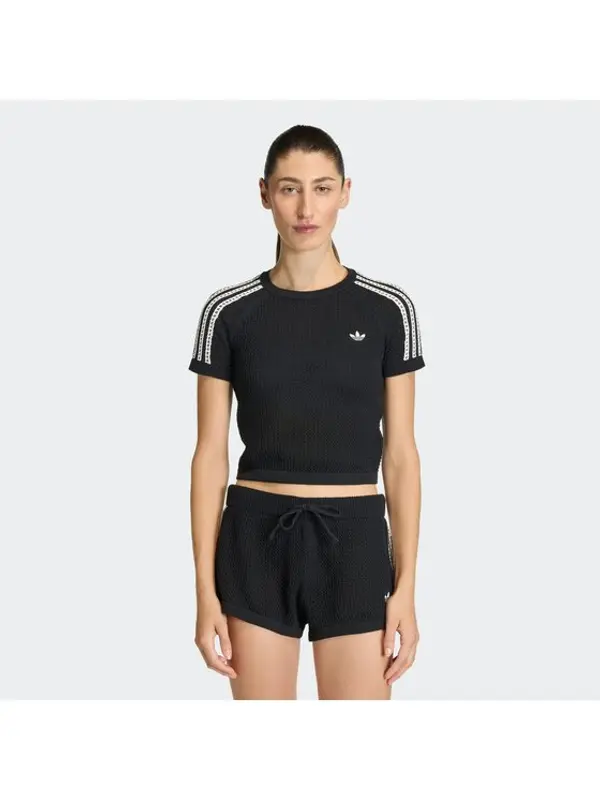 Adidas adidas T-shirt Knitted Crochet Tee KC6481 Crna Regular Fit